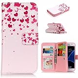 UNEXTATI Galaxy S7 ケース 高品質 PUレザー 手帳型ケース 保護カバー カード収納 液晶保護 防塵 Samsung GalaxyS7 用 Case Cover (P7 ピンク)