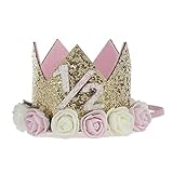 Pawaca ベビー ミニ 王冠 バースデー 可愛いクラウン　パーティー キッズ 子供用 ガールズ 帽子 記念日用　フラワー 撮影用　ヘアバンド お誕生日用　女子会　髪飾り