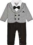 ZOEREA(ゾエレア) 赤ちゃん ベビー フォーマル 長袖 カバーオール キッズ ロンパース 男の子 ブラック グレー 3-18ヶ月対応 90