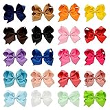 Welandtech 20pcs Boutique 6 inch Hair Bows Baby Girls Ribbon Alligator Clips [並行輸入品]