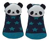 ツイン ベビーソックス パンダマスコット付 11-13cm 星柄 ターコイズ