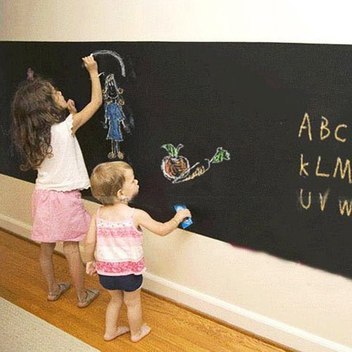 RoomClip商品情報 - 壁 に 貼って はがせる 黒板（ブラックボード）ウォール ステッカー 2M×45ｃｍ 4色 5本入 チョーク付き【little Monster】