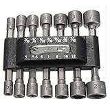 14 PC の電源ナットドライバドリルビット SAE メトリックソケットレンチネジ 1/4 」を設定六角シャンク