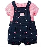 カーターズ Carter's 半袖Tシャツ ショートオール 上下 2点セット ベビー服 ネイビークジラ (18months(78-83cm)) [並行輸入品]