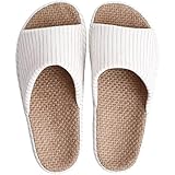 [SOARHOPE] ルームシューズ 和風 無地 室内履き 春夏用 亜麻 スリッパ レディース 来客用 部屋用 オシャレ シンプル 軽量 通気 素足で履く 洗濯可 リネンベージュ S