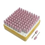 uxcell 軸付き砥石　ダイヤモンドバー　研削ビット　8mm直径のテーパーヘッド　3mmシャンク径　100本セット