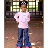 ラッフルバッツ(RuffleButts)女の子用デニム裾2段ラッフルフレアパンツ 4T 4歳用 110cm フリル付きコーデパンツ,ジーンズ,シーパン,出産祝いギフトプレゼント【並行輸入】