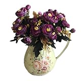 サクララ（Sakulala) 造花 バラ　ロース 椿 ブーケ フラワー　装飾 人工植物 プラスチック 花束 デコレーション