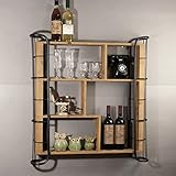 レトロ工業用壁掛けラック多機能シェルフ木製カラーハンドメイドワインラックバーコーヒーショップ壁掛け収納棚