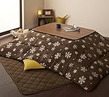 こたつ 3点セット (天然木ウォールナット材 こたつテーブル・スーパーマイクロフリース素材 (雪柄) 掛け布団・敷き布団) こたつテーブル：80×120cm (チョコレートブラウン)