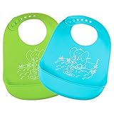 iManson Waterproof Silicone Baby Bib,Set of 2 Colors (Green / Blue) by iManson