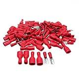 100 x Europeanオス&メス絶縁スペードクイックワイヤクリンプコネクタ22 – 16 AWG