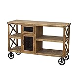 SPICE ブラウンウッド ワゴンラック 天然木 アンティーク仕上げ