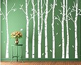 Set of 9 Tree Wall Decal Large for Living Room White Birch Tree Wall Sticker Nursery Home Decor [並行輸