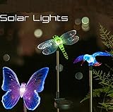 Esky Solar Powered Hummingbird, Butterfly & Dragonfly Garden Stake Light with Color Changing LEDs [並
