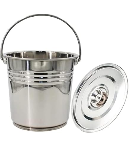 ブリキ バケツ アンティーク ブリキポット 蓋付き 大容量 Lサイズ