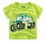 (美来Kids) 子ども服 男の子 キッズ Ｔシャツ 半袖 車 普段着 夏服 カジュアル 100 110 120 (120, ライトグリーン)