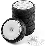WLYEJEA 4個 65mm ゴムタイヤ ランフラットタイヤ プラスチックホイール カーニバル ラリーホイール 1/10 ラリーカー用 HPI タミヤ 京商 WRC クロー43 ケンブロック フィエスタ XV01 TT02 ホワイト3