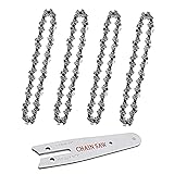 4本セット チェーン刃 替え刃 チェーンソー 交換刃 4インチ ソーチェ ガイド 4インチミニチェーンソーの替刃 チェーンソーアクセサリ（ガイドボード付）