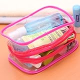 Kicode 防水防塵クリアPVCトラベルコスメティックバッグ 化粧ポーチ 化粧品洗浄多彩なストレージのための （ローズレッド）
