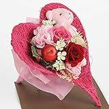 プリザーブドフラワー 花花 ブーケ テディベア (クリアケース入り) バラ 色褪せない特殊加工 枯れないお花 プチギフト プレゼント (オリジナルメッセージカード ラッピング 無料対応) チェリー ピ