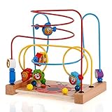 goolsky Multipurposeクラシック木製ビーズゲームBeetleと果実パターンアクティビティキューブ教育木製おもちゃfor Kids