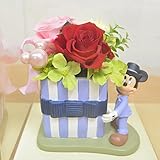 [エルフルール]ディズニーキャラクター プリザーブドフラワーアレンジメント クリアケース付 誕生日祝い 結婚祝い プレゼント フラワーギフト (ミッキー)