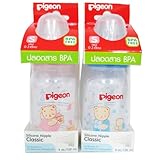 Pigeon 2 Baby feeding Bottles 4 oz/120 ml BPA Free with Silicone nipples Classic size S by Pigeon