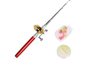 ポケットペンフィッシングロッド ペン型釣り竿 ドラムリール 4点セット ポータブルポケット 氷上釣り竿 海釣り竿 釣り道具セット、ペンフィッシングロッド - ペンロッドポケットフィッシングロッドポータブルフィッシングペン,ペン釣り竿、ハイカー、友人家族バックパッカーのための釣り竿ペン