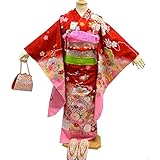 七五三着物7歳トータル15点フルセット 絵羽柄 四つ身・帯着物・はこせこトータルフルセット 7タイプ/1(赤・雪輪)