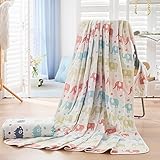 Organic Muslin Kid Cute Cartoon Design Blanket – オーバーサイズ60インチx 79インチ – Best赤ちゃん/幼児用ギフト – プレミアム6層Musl