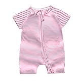 ベビー　ロンパース　カバーオール　女の子　男の子　夏服　綿　半袖　通気性　ルームウェア　お出かけ　パジャマ (S, ピンク)