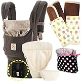 エルゴベビー 抱っこ紐（ベルト付） オーガニック/ダークココア・オーガニックインサート3III 【正規品2年間保証-SG認定付】パッド２個+収納ポーチ付