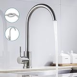 Super Junior キッチン用 シングルレバー水栓 台付の蛇口 クローム混合栓 浄水器内蔵 360度回転 取り付けホース2本付き