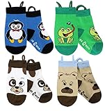 Ez Sox キッズ アニマルソックス、3～5歳 Mサイズ イヌ-クマ-ペンギン-カエル