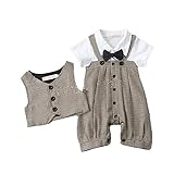 AvaCostumeベビー男の子半袖2ピースベストスーツ全体的なジャンプスーツ カラー: ベージュ