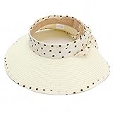 amzmonnsuta　ビーチ　少女夏のカジュアルな水玉模様おじぎ付けサンハット　麦わら帽