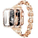 【Daturus】互換性があります Apple Watch バンド ダイヤモンドラインストーンAppleWatchケース付き アップルウォッチ ベルト ステンレス アップルウォッチバンド （ローズゴールド バンド、一つローズゴールドのケース付き，40mm series 6/5/4/SE）