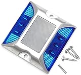 6 LED 道路 鋲 路肩 標 誘導 灯 ソーラー 充電 式 セット （ 青 点滅 １個 + 固定用 ビス 3本 ）