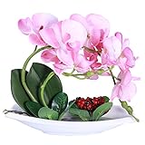 Vosarea 人工植物 人工花　造花　フェイクフラワー　偽の花　 人工花偽　胡蝶蘭　鉢植え　ブライダルブーケ　アートフラワー　リビングルーム　テーブルデコレーション（ピンク）