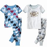 OLD NAVY　 パジャマ　上下セット　スリープウェア（ハート・ドクロ）【月齢：6ヶ月~2歳】（並行輸入品） (12-18M（1歳~1歳半）, ハート柄)