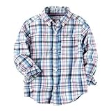 カーターズ Carter's/ プラッドボタンフロントシャツ ブルー トップス長袖シャツ 9ヶ月【並行輸入】