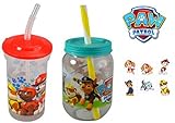 Paw Patrol 100 % BPAフリー2個。Tumbler with Straw and 6 pcs. Temporary Tattoo by Little Boogers
