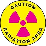 Accuform Signs MFS0608 Slip-Gard Adhesive Vinyl Round Floor Sign, Legend "CAUTION RADIATION AREA" wi