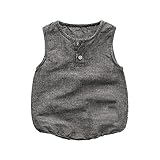 Hzjundasi 新生児 ベビーボーイズ ベイビーガールズ 夏 リネン ボディースーツ ジャンプスーツ ノースリーブ ロンパース 赤ちゃん 服 夏 幼児 衣装