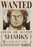 ONE PIECE ワンピース 公式 手配書 ウォールステッカー 日本製 42cm×29.7cm(op-462:シャンクス 40億4890万)