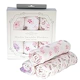 Manhattan Kids おくるみ モスリンコットン製 スワドル 3枚セット ダブルガーゼ 出産祝い 赤ちゃん バスタオル ベビー ブランケット 新生児 ガーゼタオル 綿100% 毛布 箱入り 1