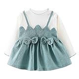 幼児子供の赤ちゃんの女の子ちょう結びの服ロング幸運な太陽スリーブパーティープリンセスのドレス (90, グリーン)
