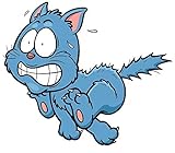 Wallmonkeys Vector Illustration of Scared Cartoon Cat Peel and Stick Wall Decals WM362868 (18 in W x