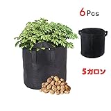 友家(ユカ） 超特価セール 不織布 植木鉢 栽培袋 植木ポット プランター 大容量 植え袋 園芸用 植物育成 野菜栽培 透水性 通気性 ダブルハンドル 折りたたみ可能 バケツ 5ガロン ６枚セット(ブ